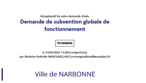 Subvention de la ville de Narbonne