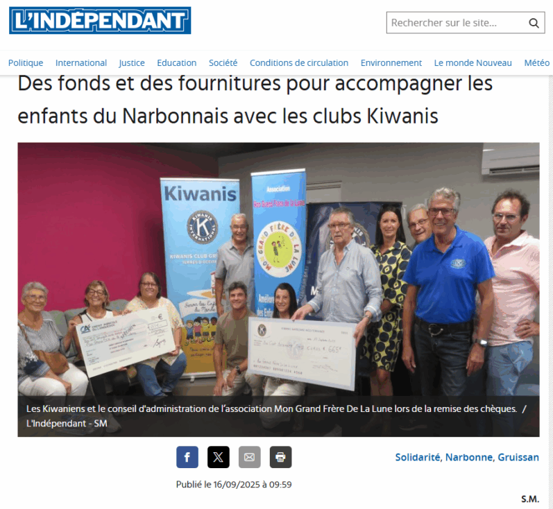 article de l’Indépendant du 16/09/25